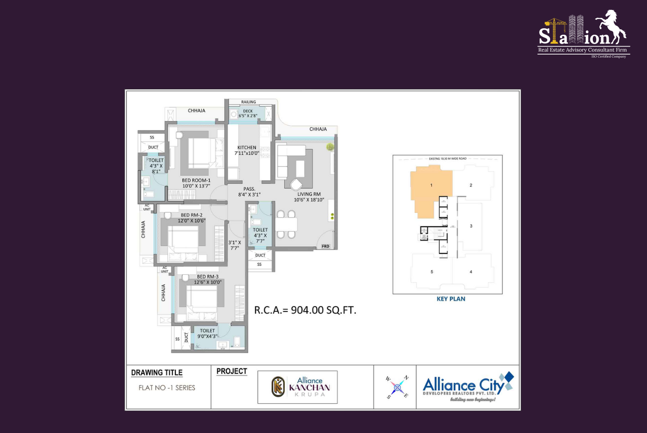 3 BHK Floor Plan 904 SQ.FT
